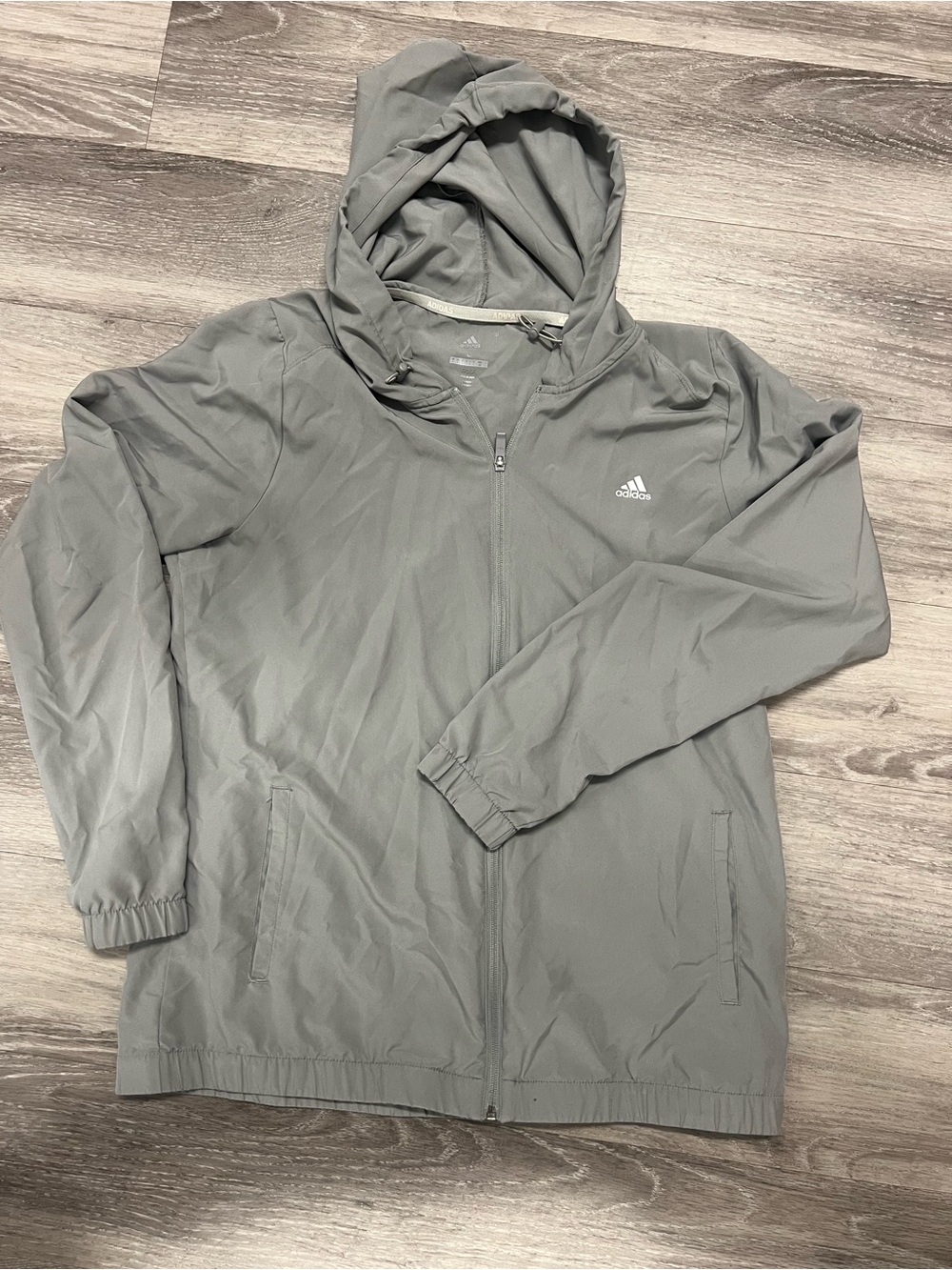 adidas Light Gray Hooded Windbreaker Jacket